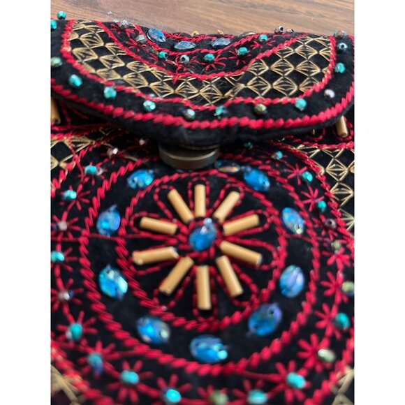 Small beaded crossbody bag red black blue - Picture 9 of 10